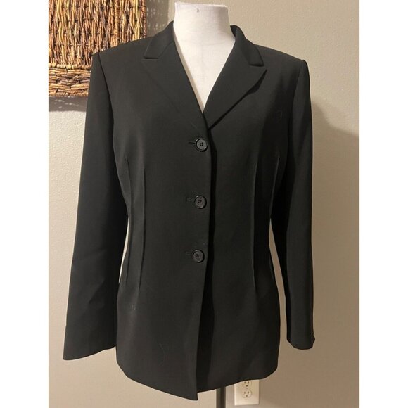 Le Suit Suit Jacket Blazer 14P Black 3 Button Polyester Classic Seamed - Picture 3 of 10